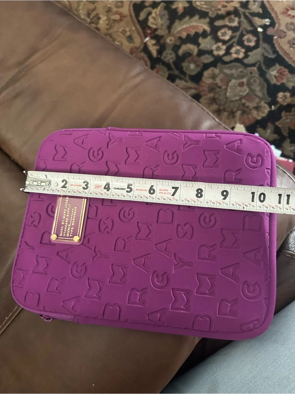 Marc by Marc Jacobs Embossed Purple Tablet Sleeve with Logo Plate